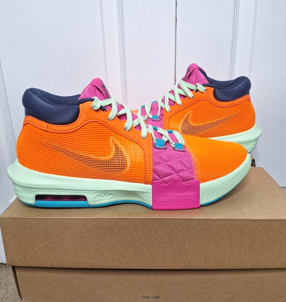 Nike LeBron Witness 8 Total Orange Laser Green Fuchsia FB2239-800 size 10.5